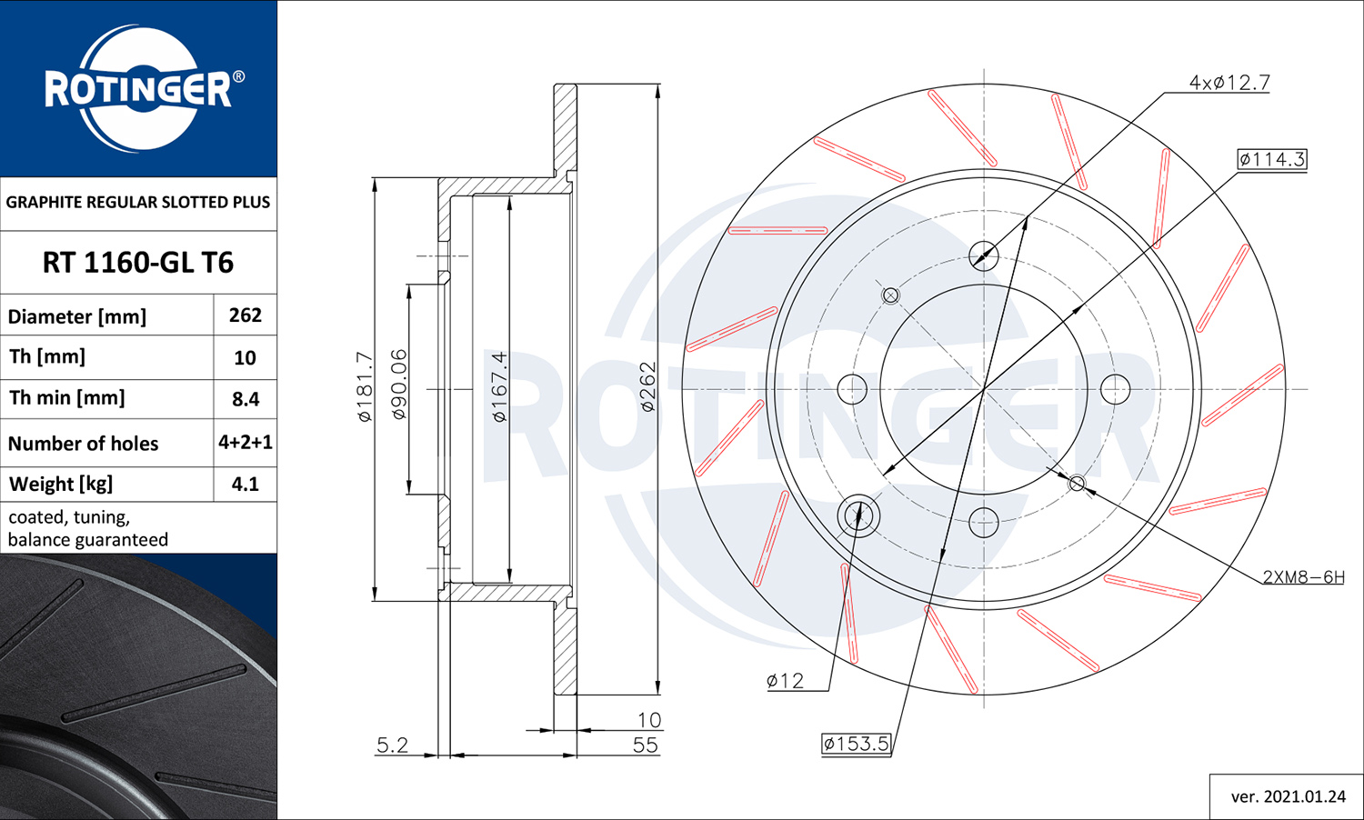 ROTINGER Féktárcsa, mind RT1160-GLT6_ROT